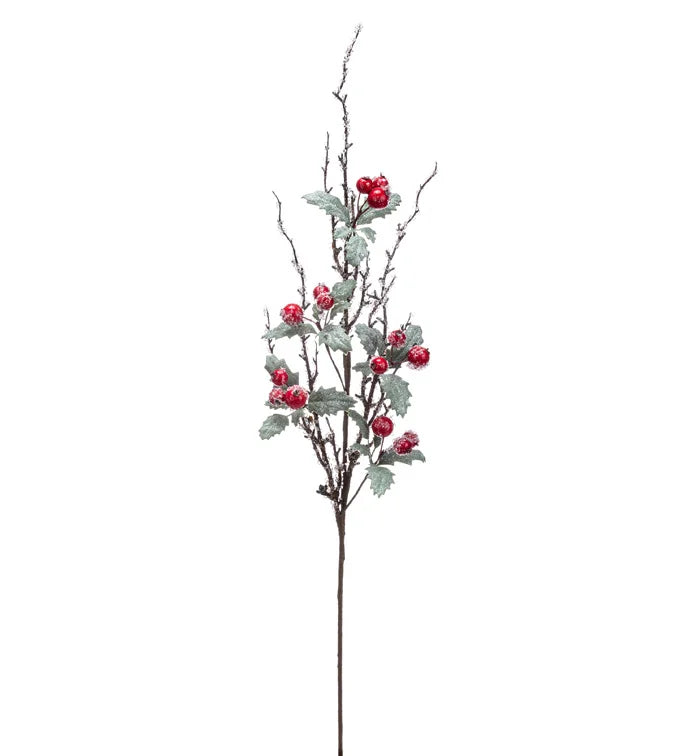 Iced Holy Berry Branch 29"