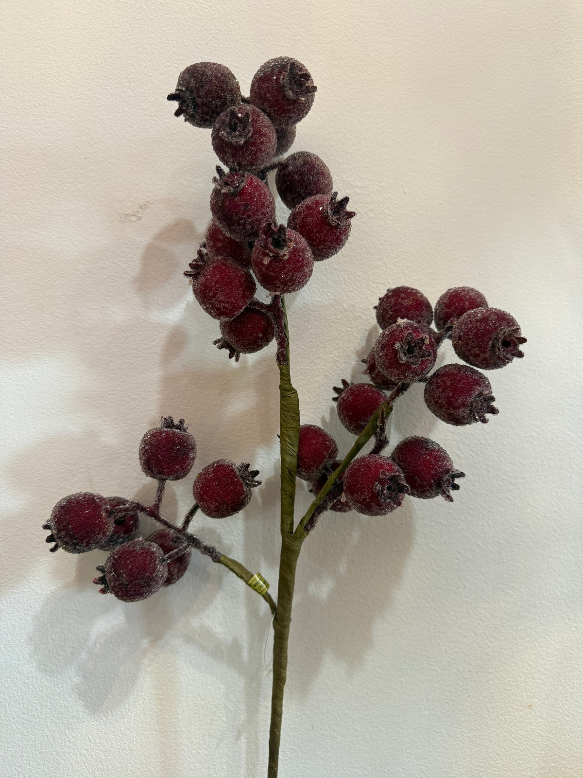 21" Iced Burgundy Berry Pod Spray