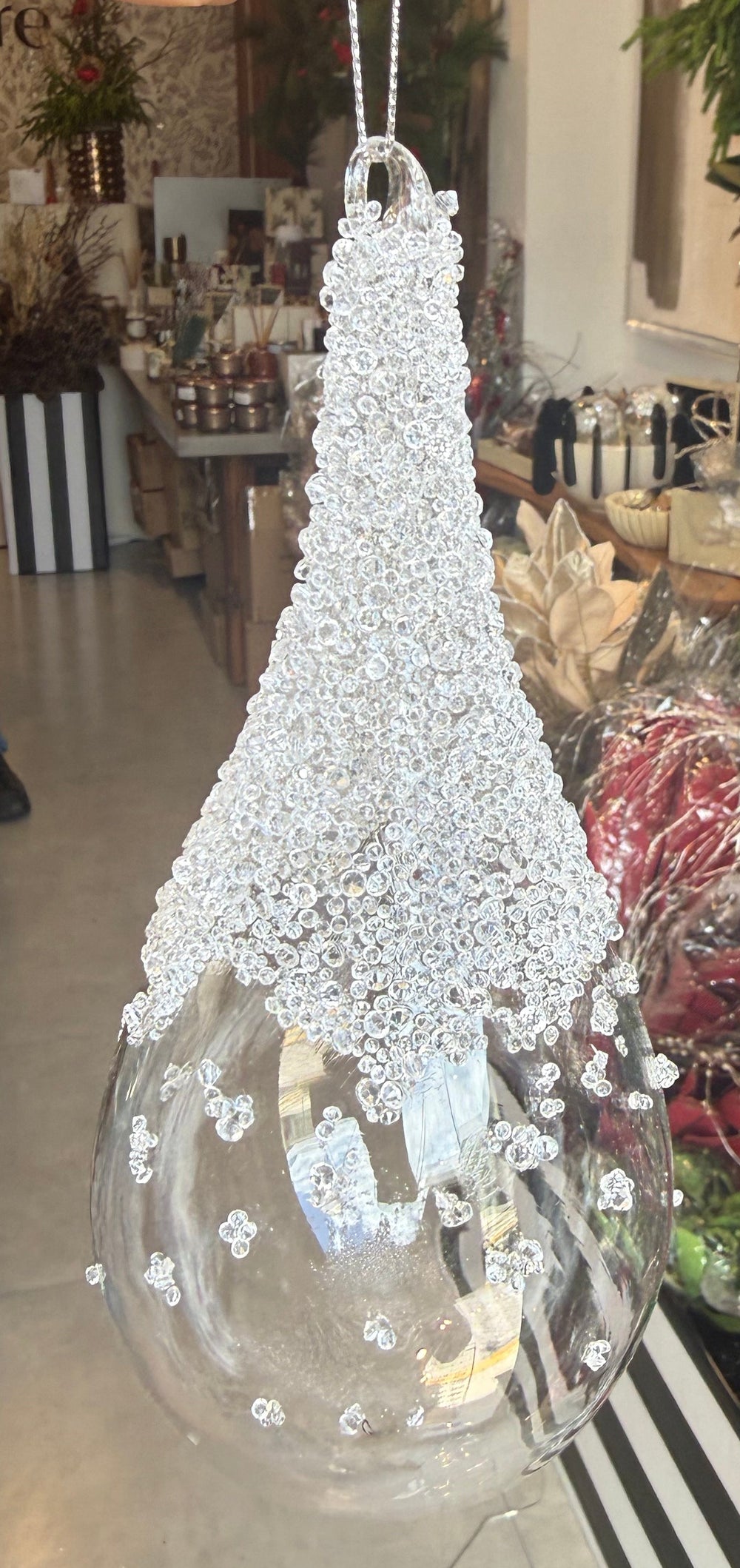 7" GLASS ICE DROP ORNAMENT