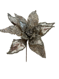24" METALLIC BEADED POINSETTIA STEM