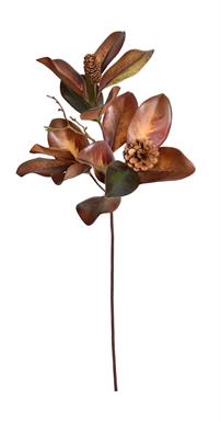 FALL MAGNOLIA LEAF SPRAY WITH PINECONE,30",BROWN