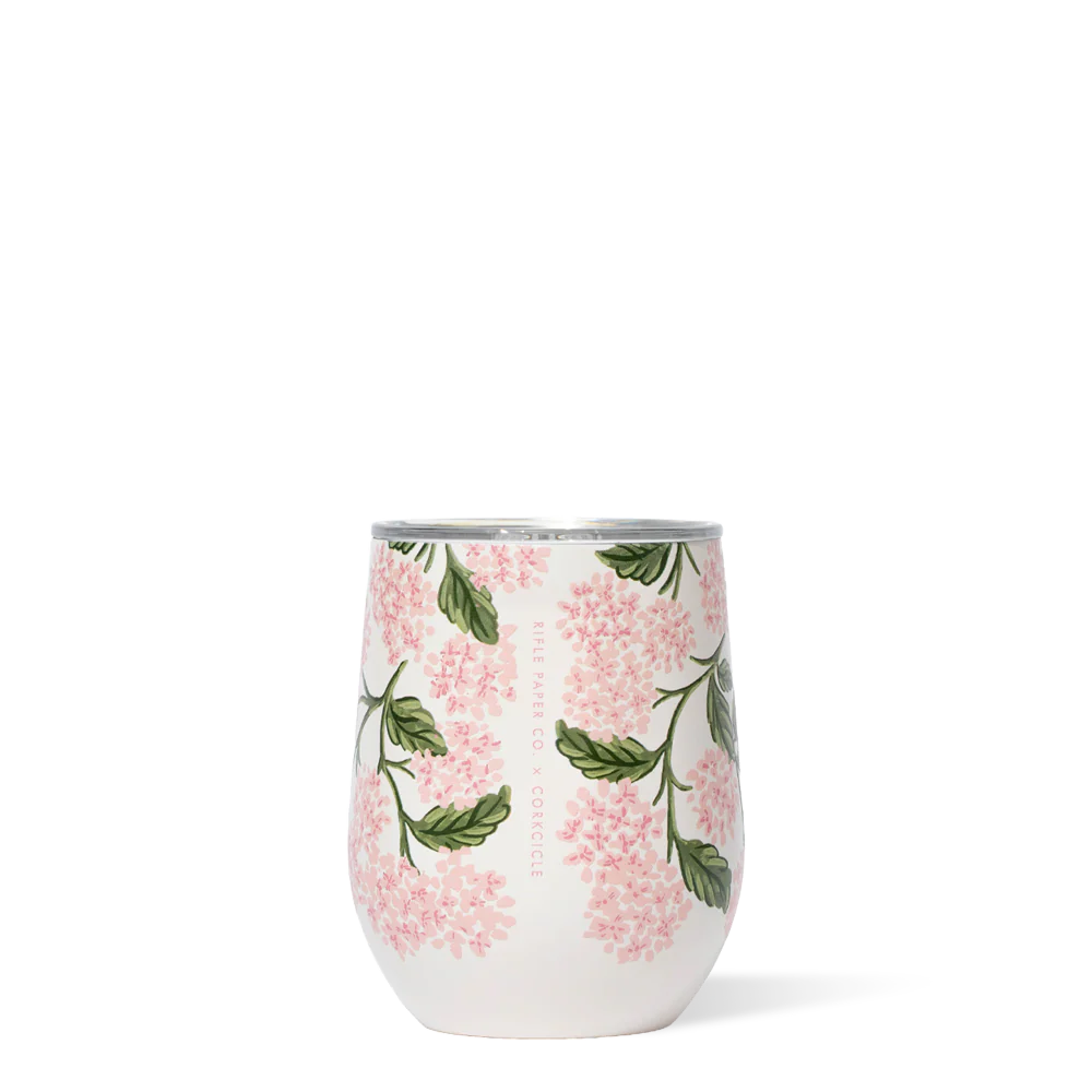 STEMLESS- 12OZ RIFLE PAPER - PINK HYDRANGEA