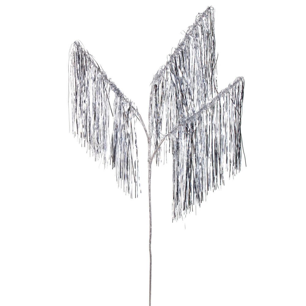36" Silver Tinsel Icicle 3-Tip Spray