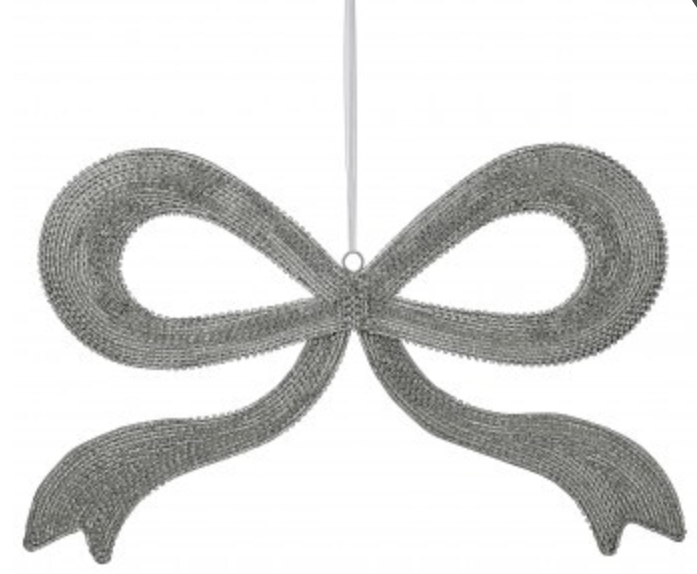 Ornamento Lazo en Rhinestone Plateado 22"