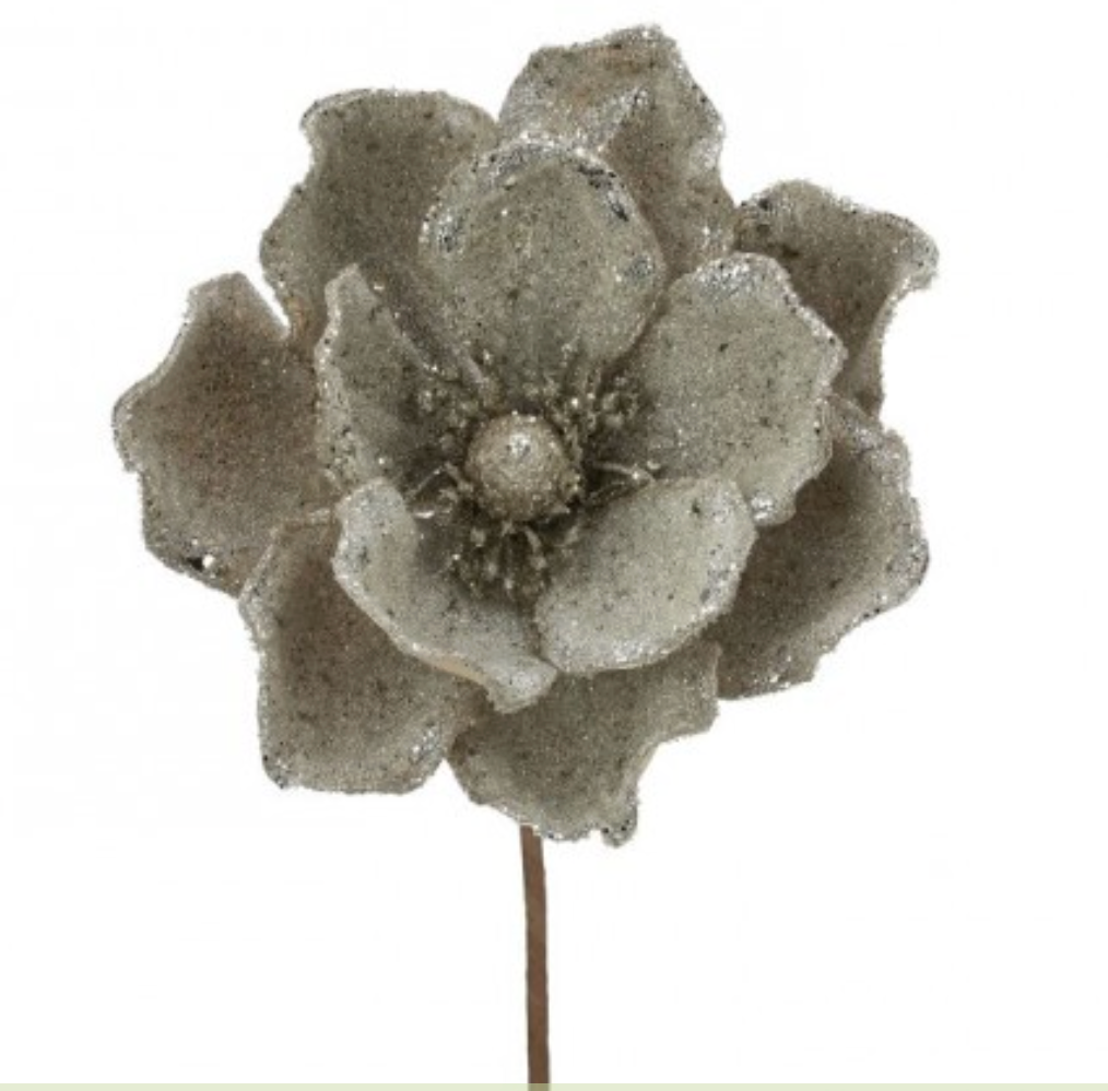 24" MICRO BEADED/SEQUINS MAGNOLIA Plata