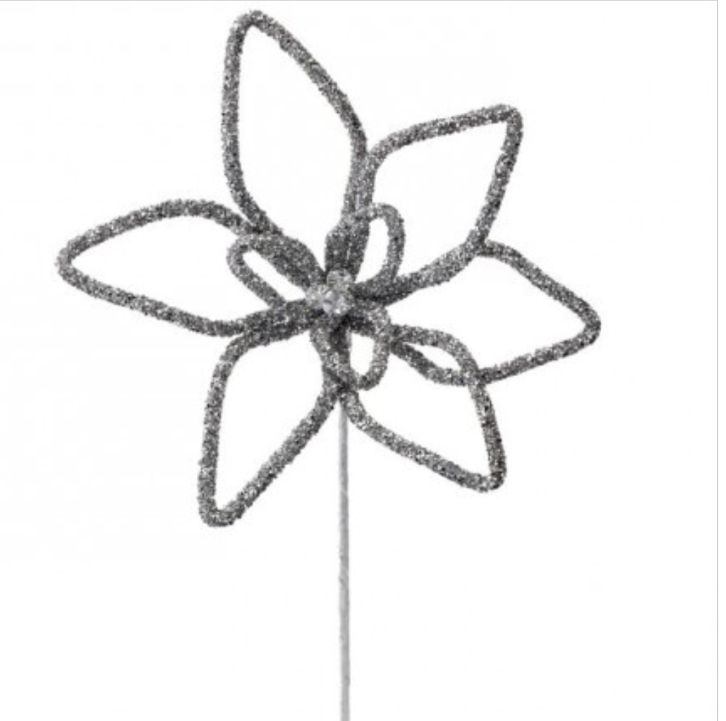 18"MICRO BEADED POINSETTIA STEM