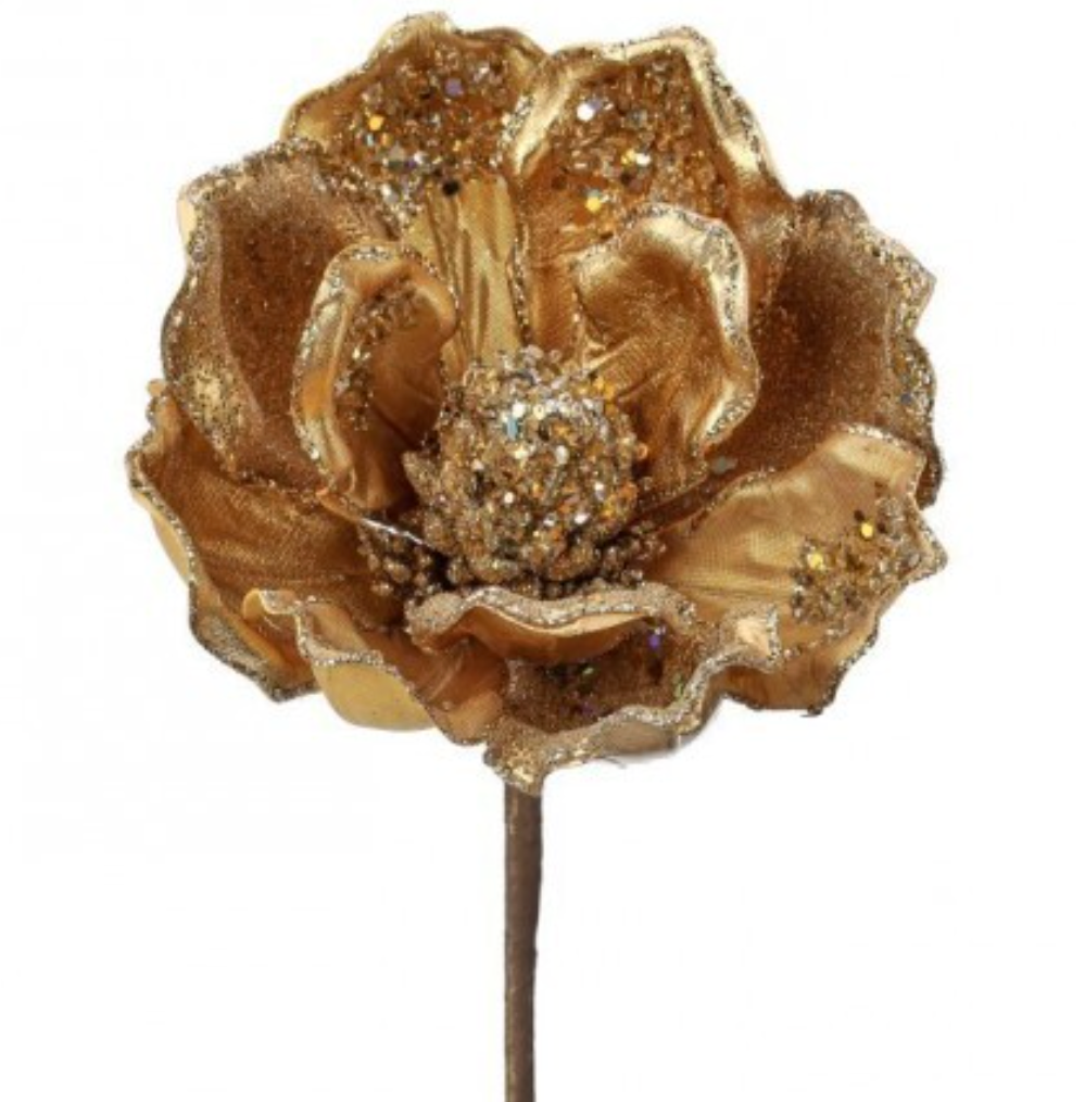 18"HX8"D HEAVY JEWELED MAGNOLIA STEM