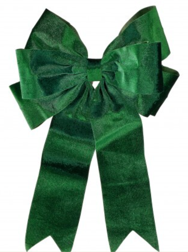 18" VELVET PREMADE BOW EMERALD