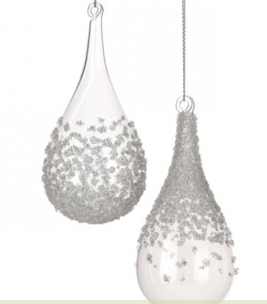 7" GLASS ICE DROP ORNAMENT