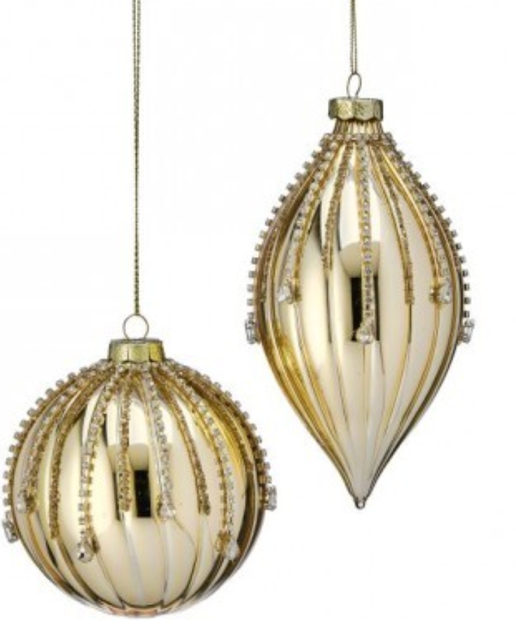 Ornamento Dorado y Rhinestone Cristal