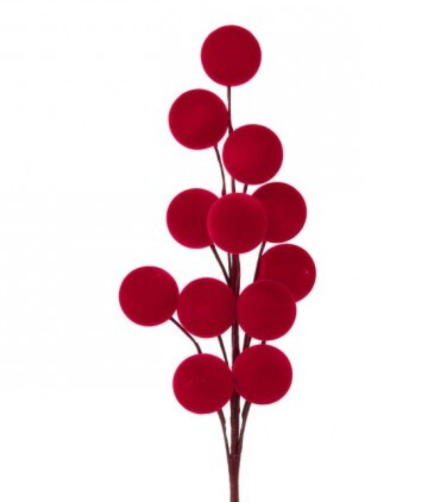 Espiga Esferas Velvet Rojo 24"