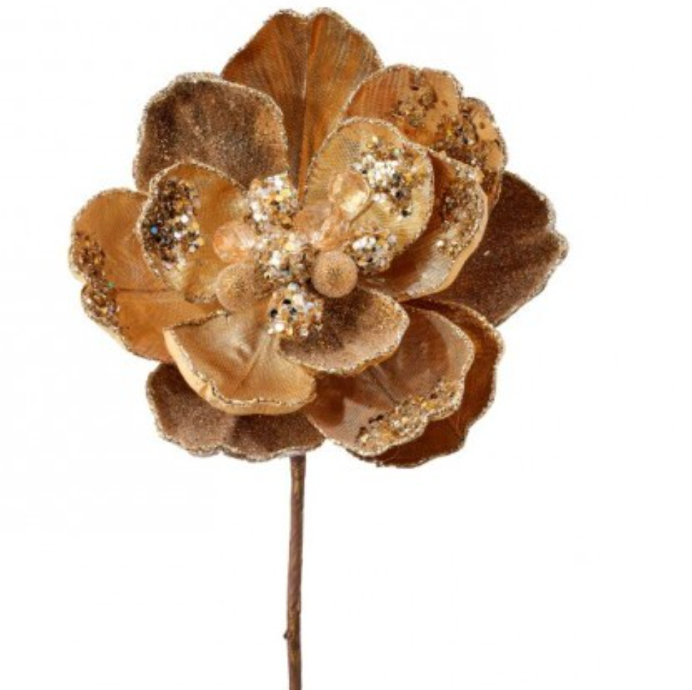24"ICED W/JEWEL ENCRUSTED MAGNOLIA STEM