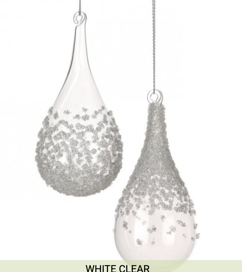 7" GLASS ICE DROP ORNAMENT