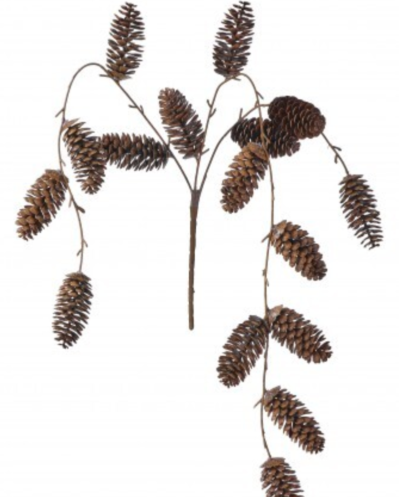 28" HANGING PINE CONE SPRAY X16