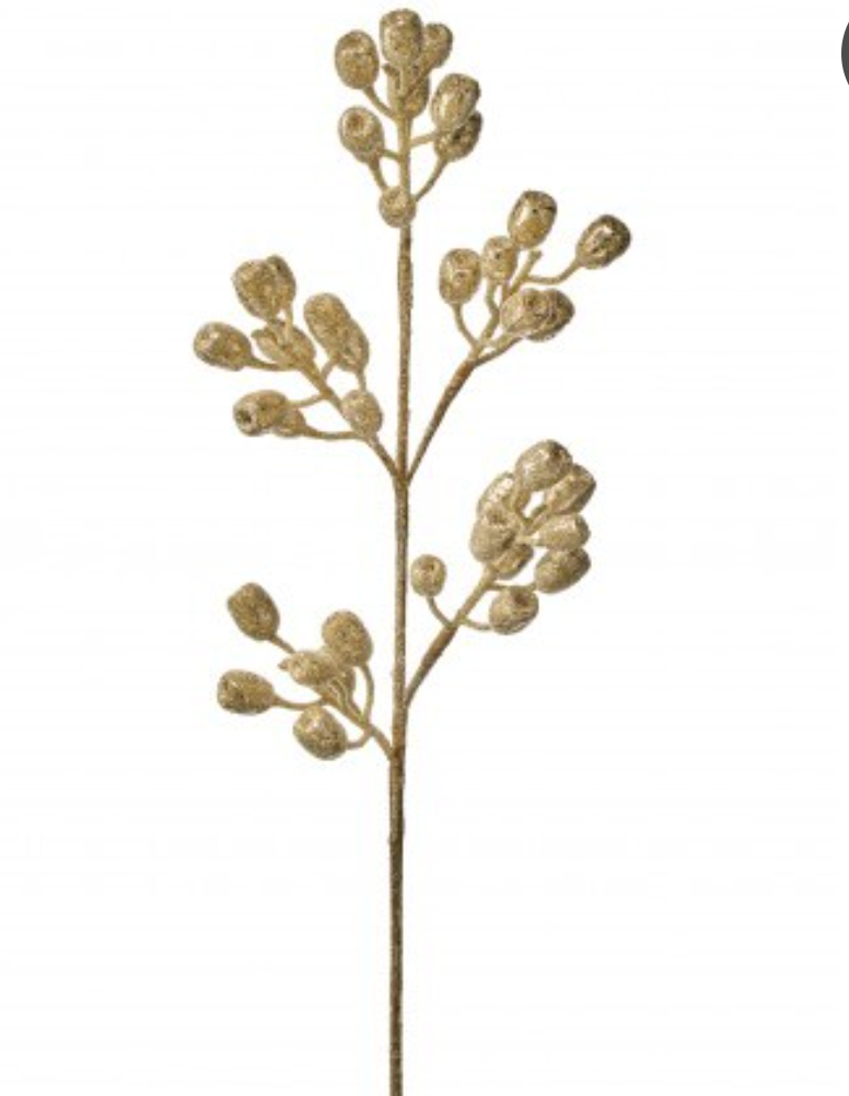 33.5" BEADED GLITTER ROSEHIP SPRAY