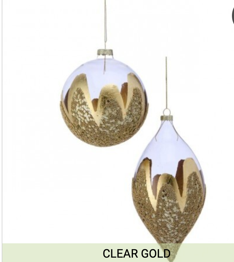 5-7" GOLD LEAF GLS W/BEAD FINIAL ORNAMENT