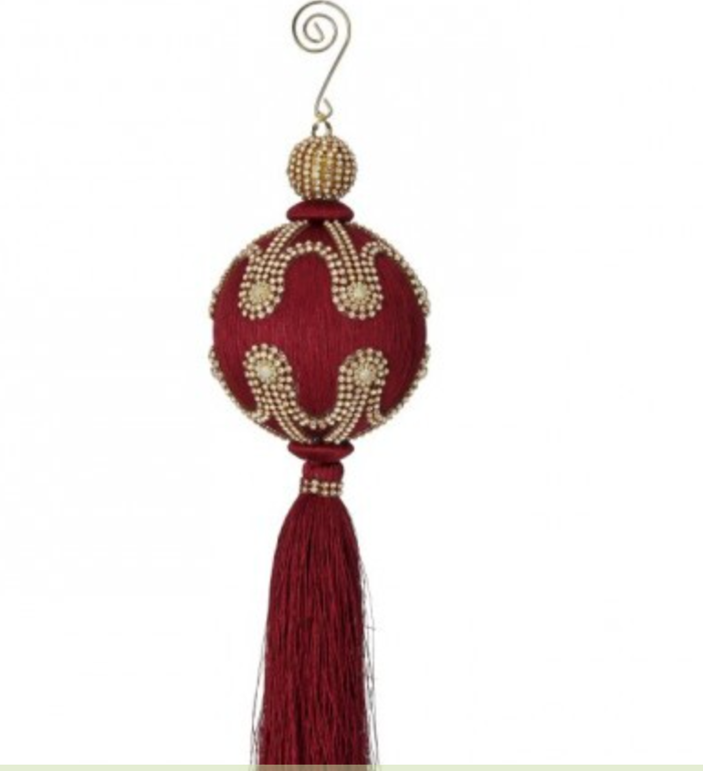 8" ROYAL JEWEL BALL W/TASSEL ORNAMENT