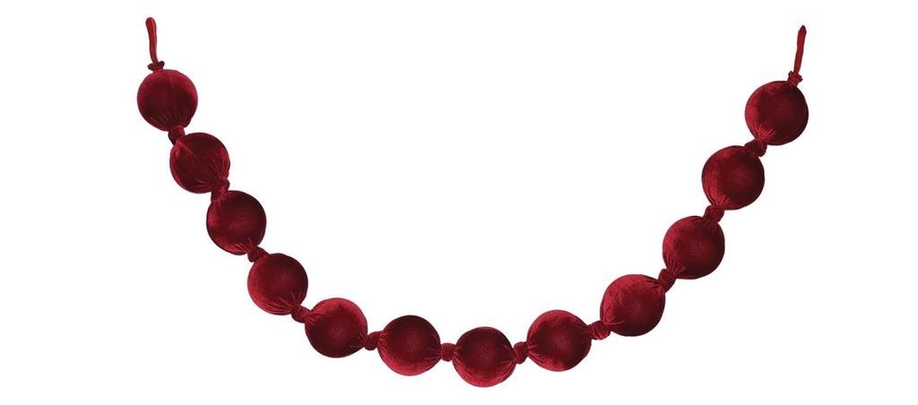 VELVET BALL GARLAND, 6" BURGUNDY