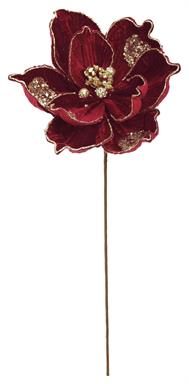 VELVET MAGNOLIA SPRAY 21" BURGUNDY
