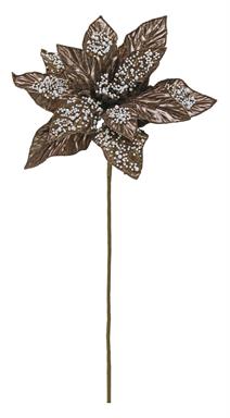 METALLIC POINSETTIA SPRAY WITH PEARL,20",CHOCOLATE