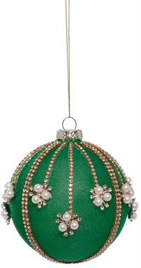 ESFERA PERLAS Y VELVET VERDE 4"