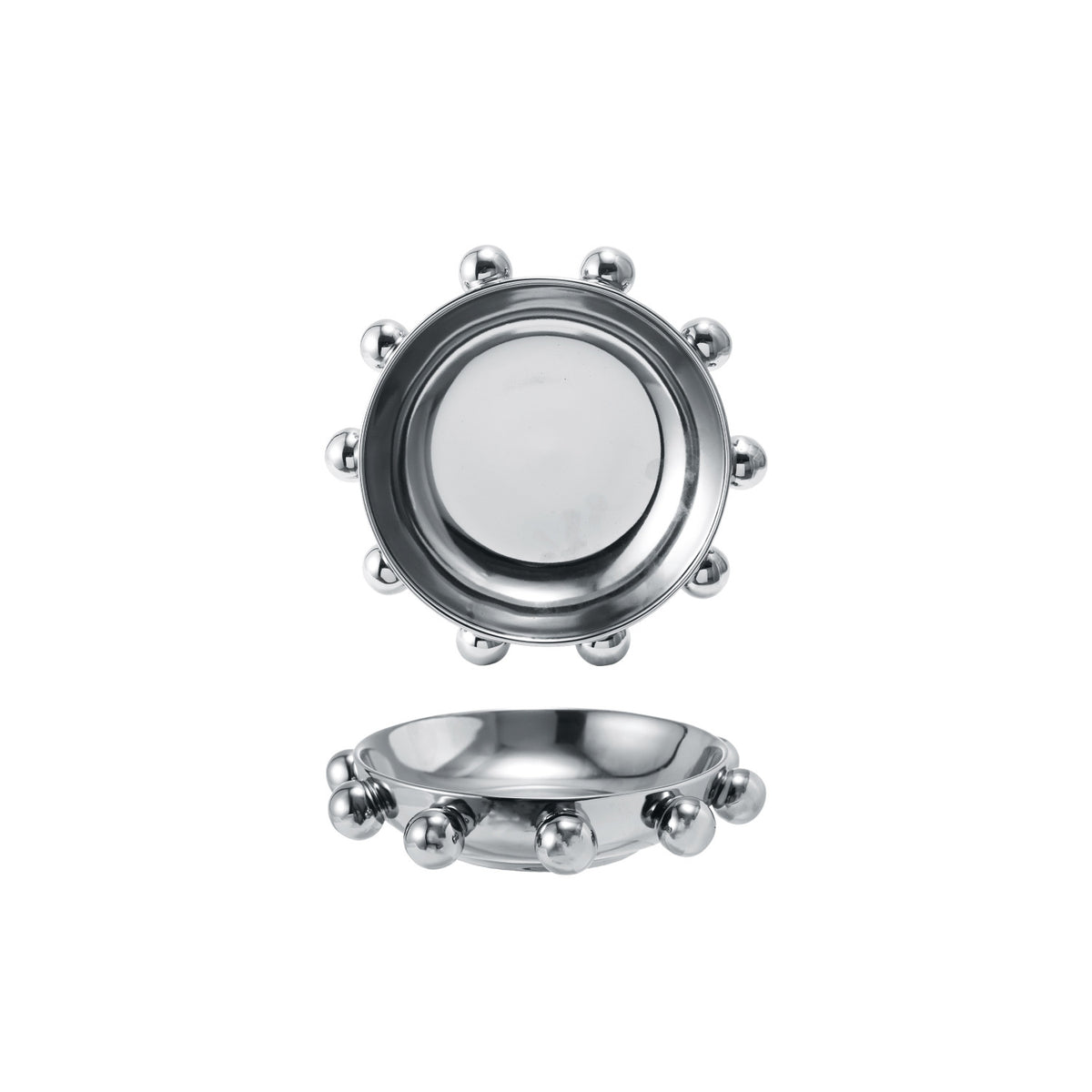 9.5  Dish W Beads, Chrome Finish