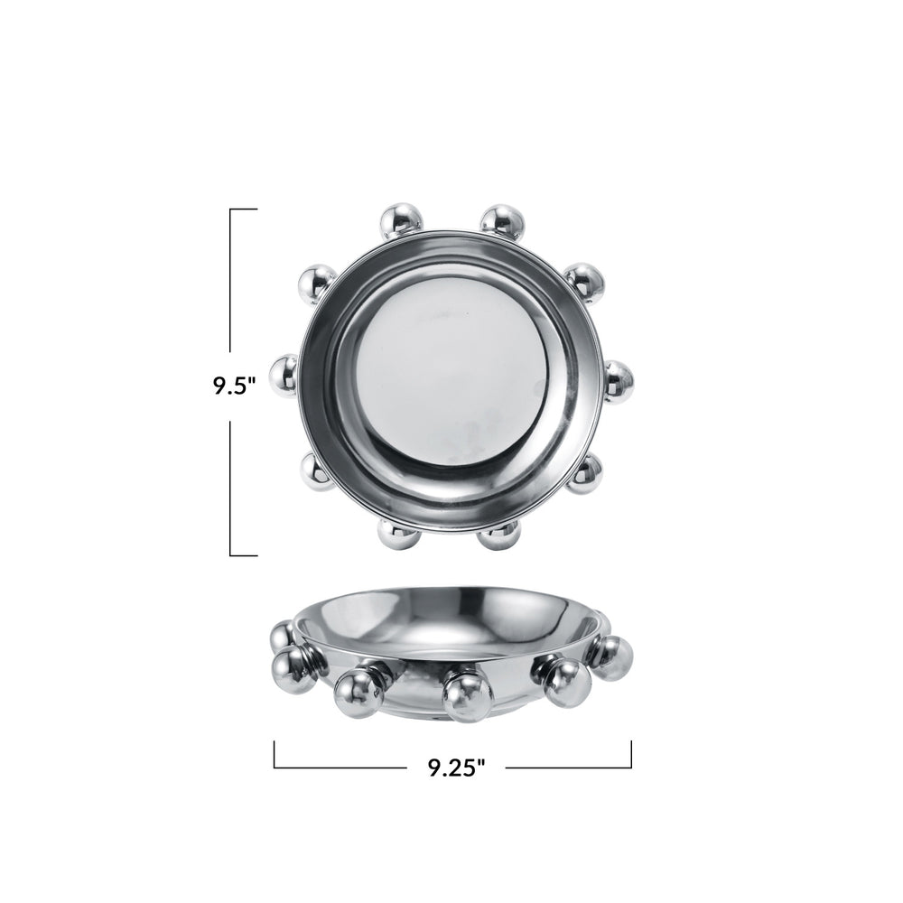 9.5  Dish W Beads, Chrome Finish