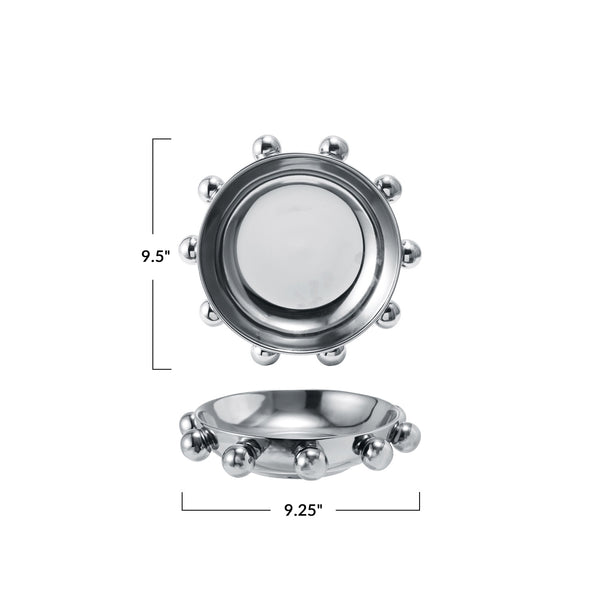 9.5  Dish W Beads, Chrome Finish