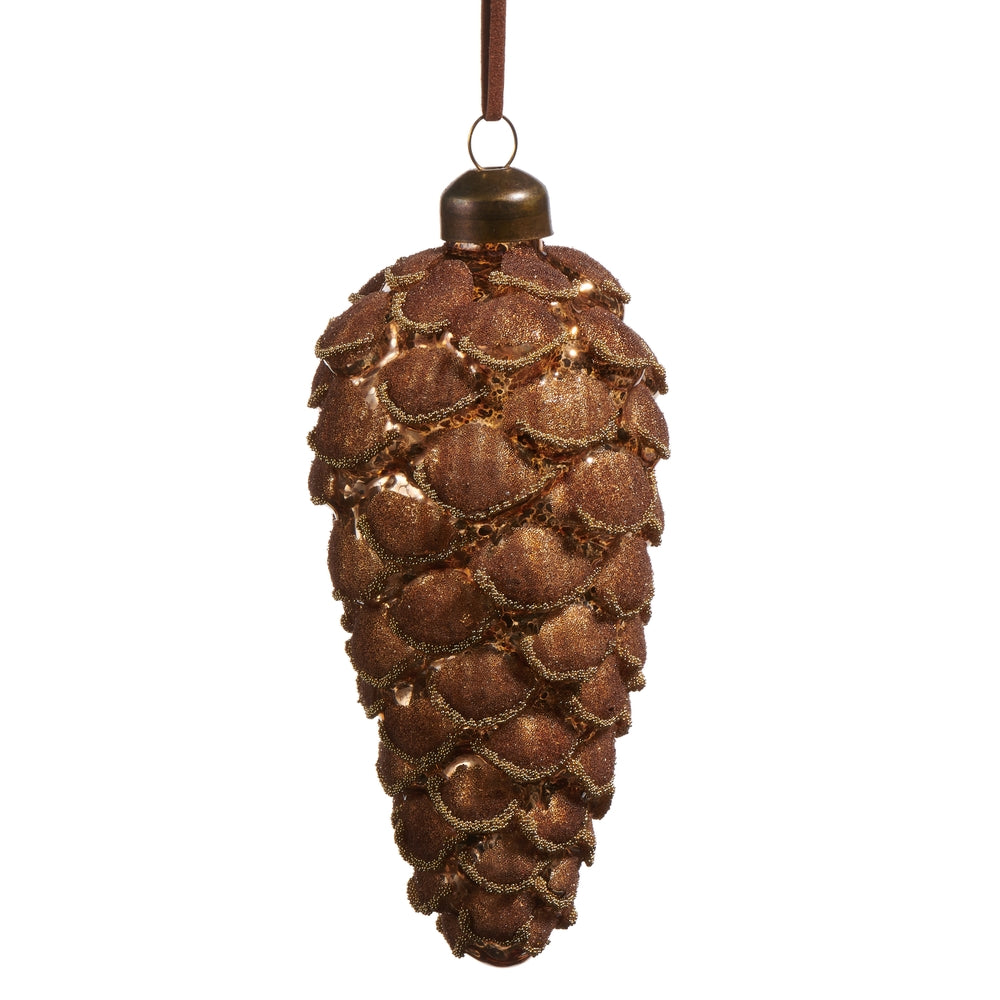 5" Brown Pinecone Glass Ornament