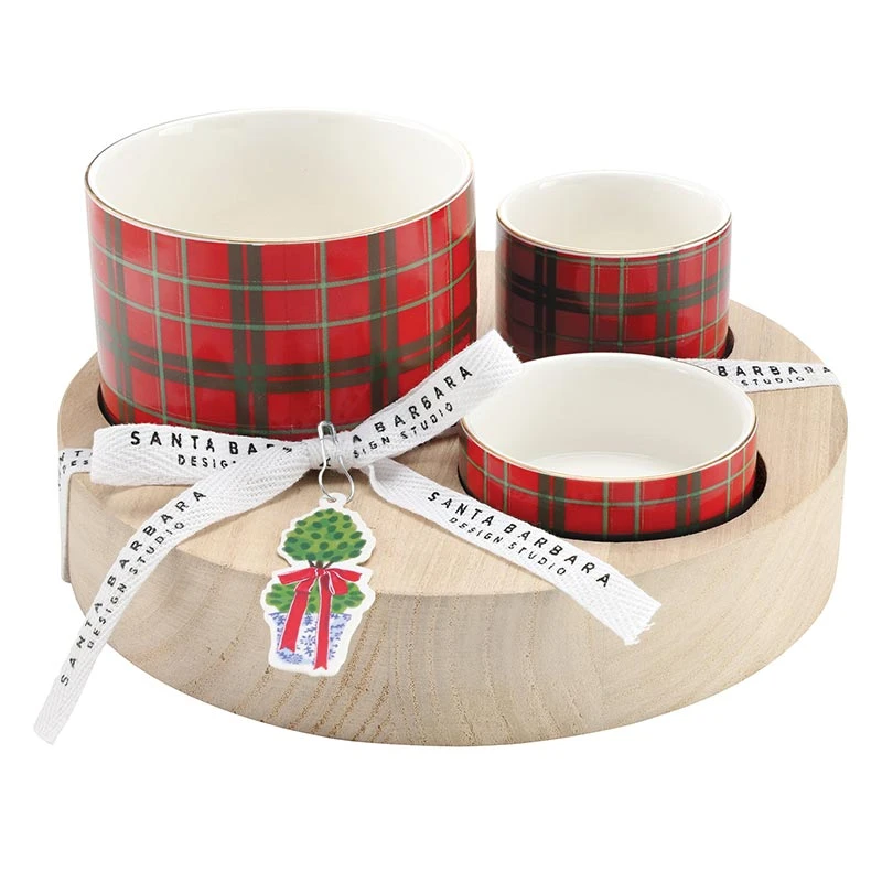Trio Ceramic Wood-Red Plaid