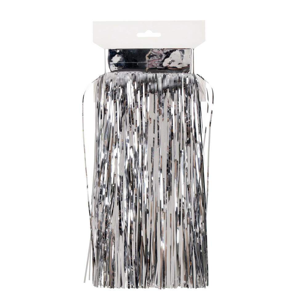 10' x 12" Silver Tinsel Icicle Curt 4Pk