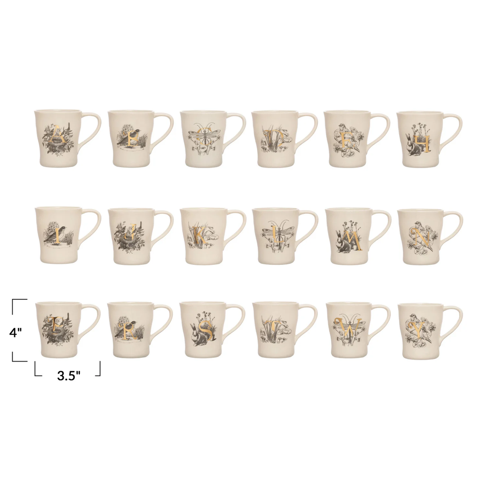 Letter Stoneware Mug 18 Styles