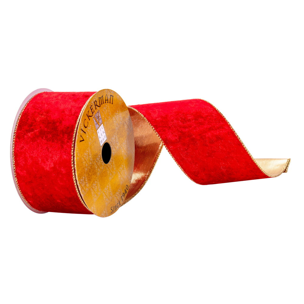 2.5"x10yd Red Velvet Gold Back Ribbon